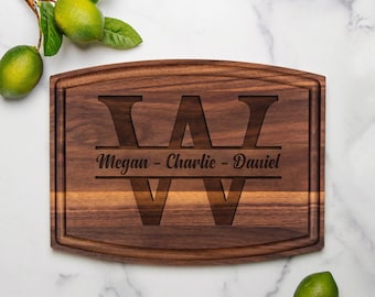 Personalized Walnut Cutting Board, Custom Engraved Housewarming Wedding Gift