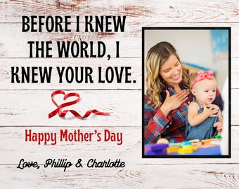 Personalized First Mother's Day Wood Photo Frame, Custom Mom Baby Name Keepsake