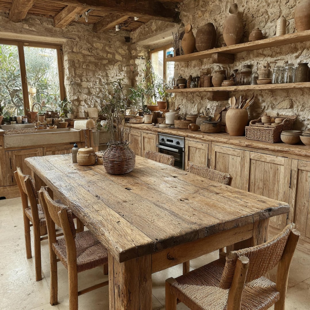 Solid Oak Live Edge Dining Table, Rustic Farmhouse Style, Custom ...