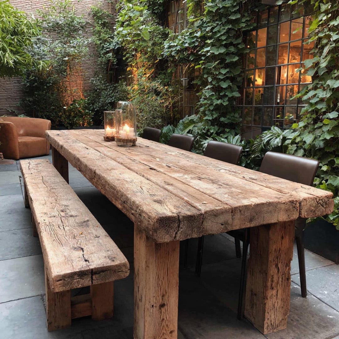 Solid Oak Farmhouse Dining Table, Rustic Wooden Kitchen Furniture - Etsy