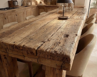 Solid Walnut Live Edge Dining Table, Rustic Farmhouse Kitchen Furniture