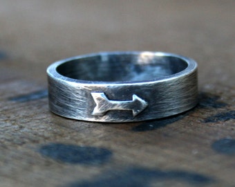 Personalized Jewelry - Custom Sterling Silver Arrow Ring - Hand Stamped