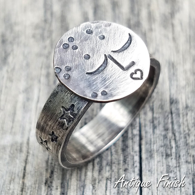 Sterling Silver Girl in the Moon Statement Ring image 4