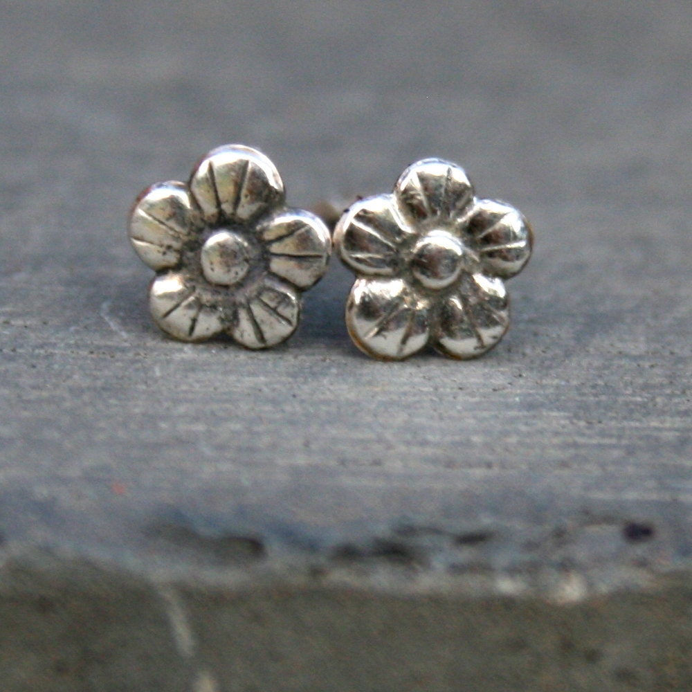 Flaming Heart Post Earrings - Sterling Silver