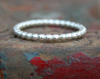 Sterling Silver Ring - Stacking Beaded Ring