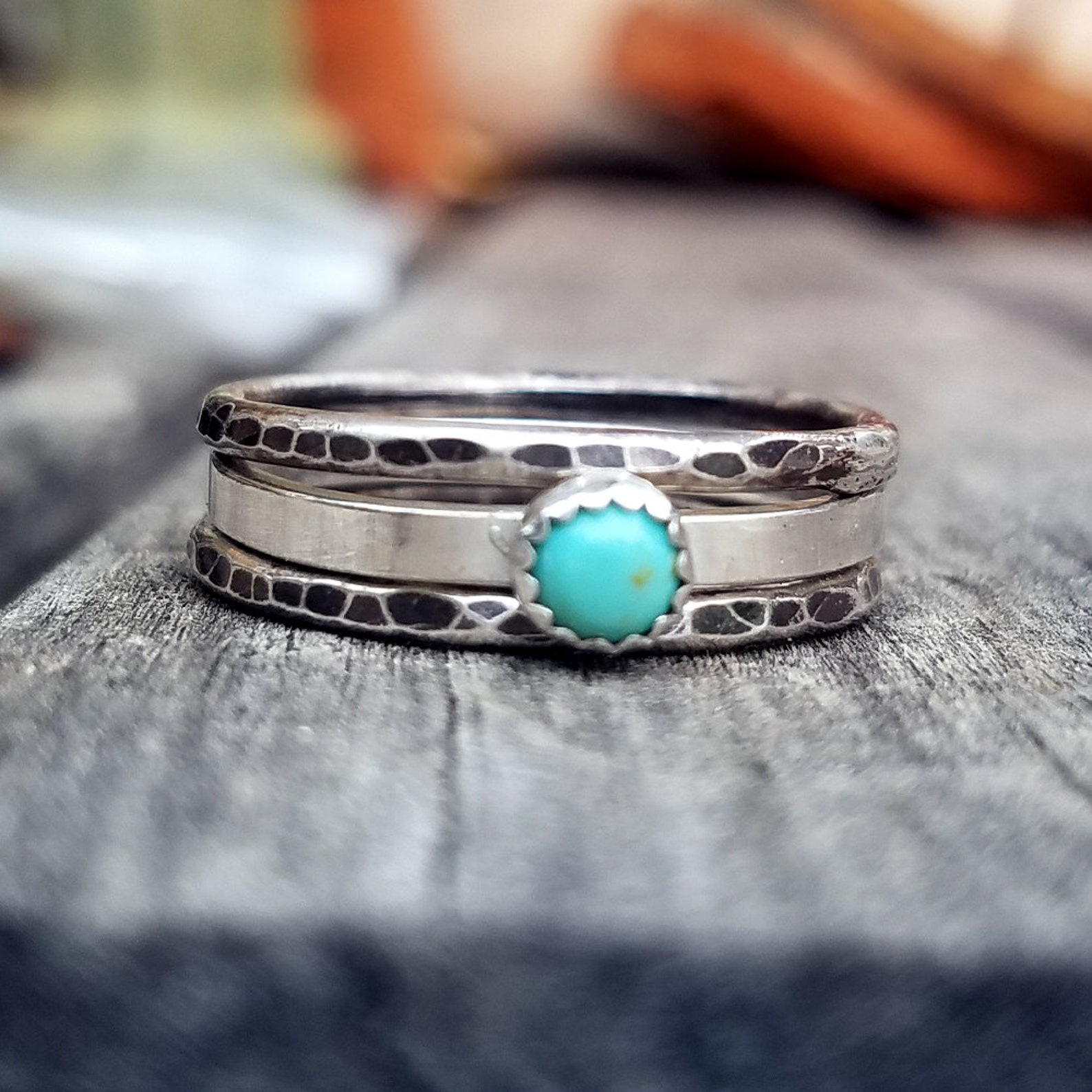 Sterling Silver Stacking Ring Set with Stone | Etsy