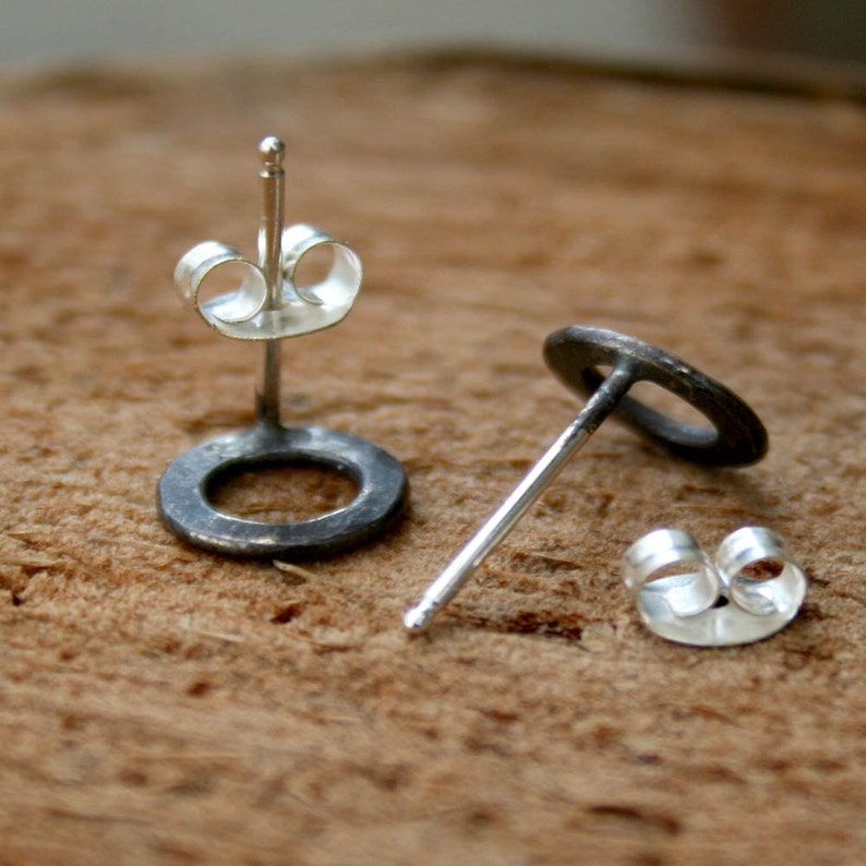 Sterling Silver Post Earrings Hammered Hoops Studs Etsy