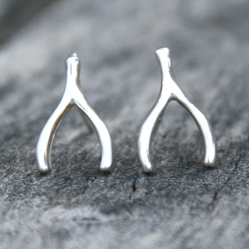 Sterling Silver Post Earrings Make a Wishbone Etsy