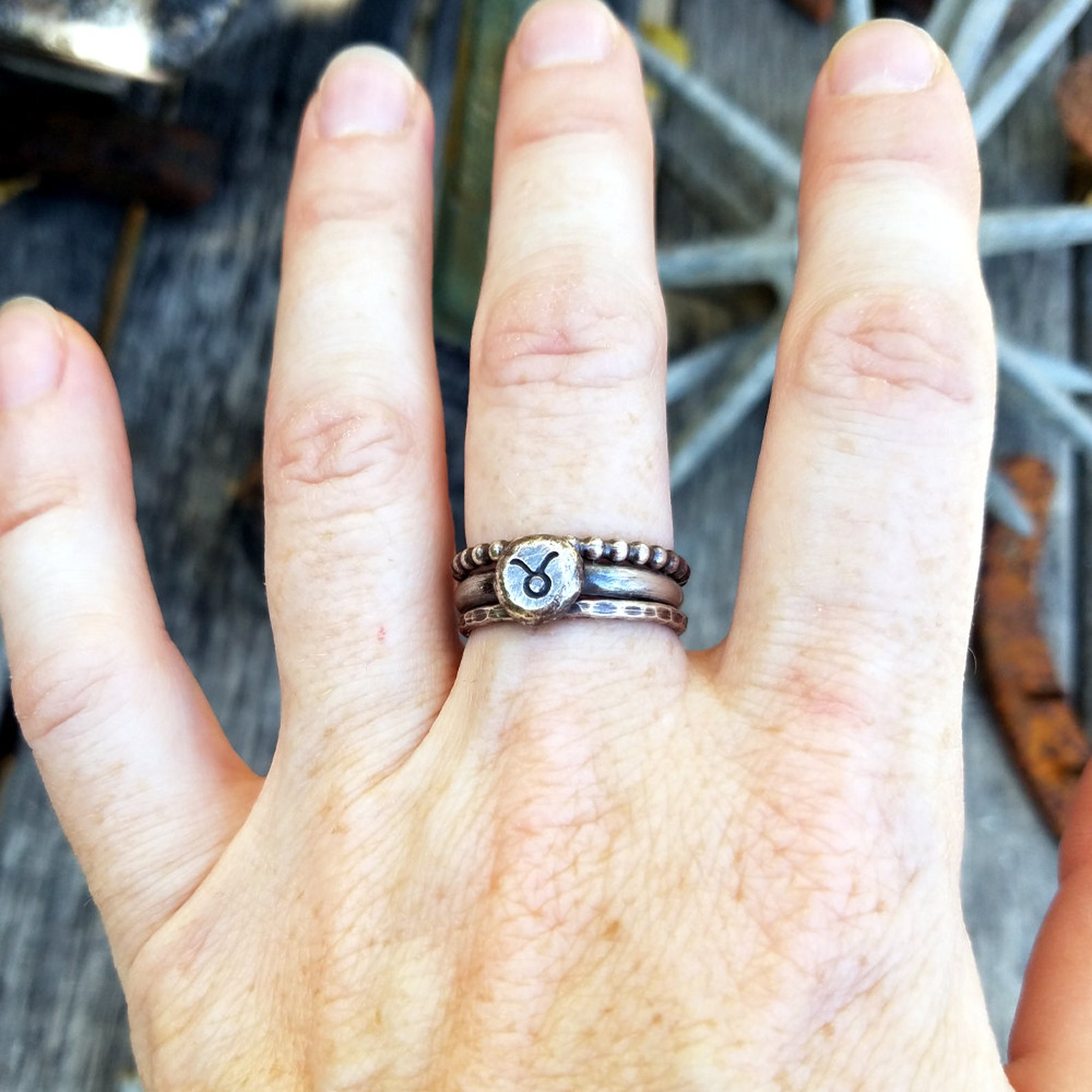 Custom Zodiac Stacking Ring Set Sterling Silver Astrology Etsy