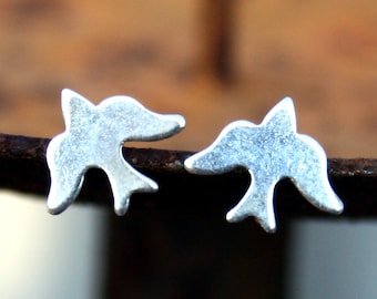 Sterling Silver Post Earrings - Birds Studs