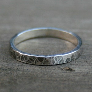 Sterling Silver Ring - Simple Hammered and Antiqued Band