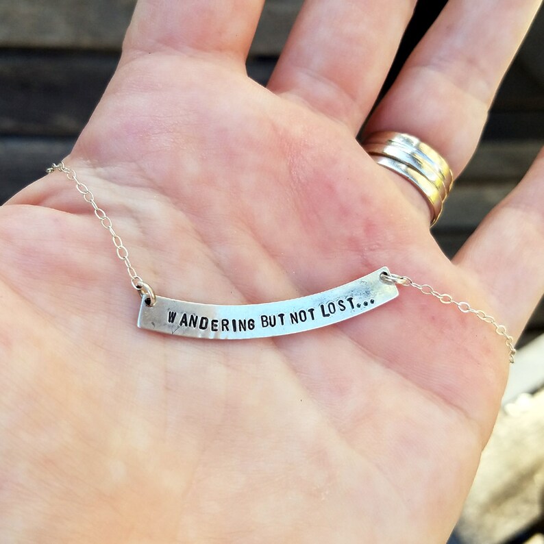 Sterling Silver Personalized Hand Stamped Message Bar Necklace Etsy