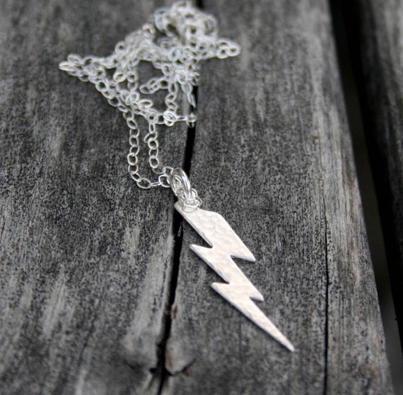 Sterling Silver Lightning Bolt Necklace Etsy