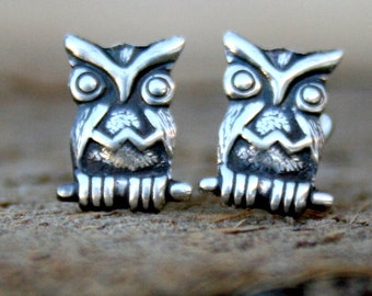 Sterling Silver Post Earrings - Owl