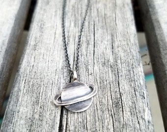 Sterling Silver Saturn Necklace