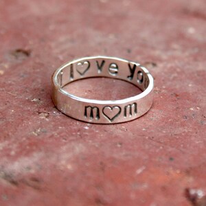 Personalized Jewelry - Personalized Hand Stamped Mom Ring - Sterling Silver Message Ring