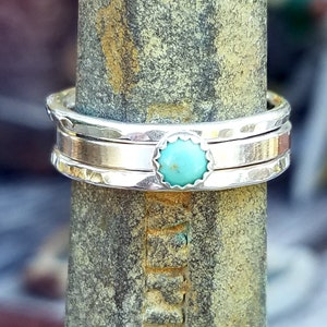 Sterling Silver Stacking Ring Set with Stone