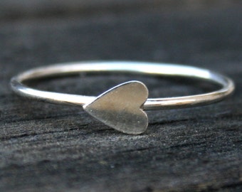 Sterling Silver Sideways Heart Stacking Ring