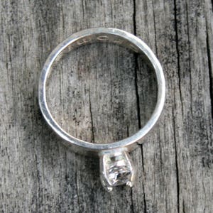 Personalized Hand Stamped Sterling Silver Promise Ring with Cubic Zirconia image 3
