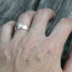 Personalized Hand Stamped Sterling Silver Promise Ring with Cubic Zirconia image 6