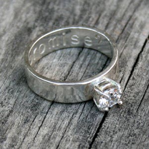 Personalized Hand Stamped Sterling Silver Promise Ring with Cubic Zirconia image 5