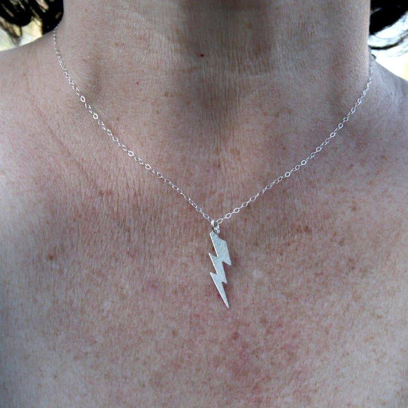 Sterling Silver Lightning Bolt Necklace LAST ONE Etsy