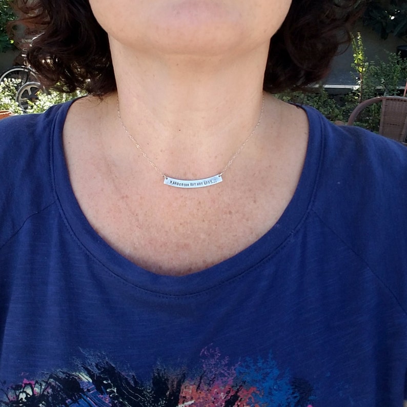 Sterling Silver Personalized Hand Stamped Message Bar Necklace Etsy