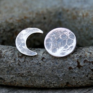 Moon Phase Post Earrings - Sterling Silver