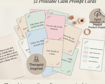 52 cartes d'invitation au calme imprimables | Boîte à outils sur la régulation du système nerveux (téléchargement numérique)