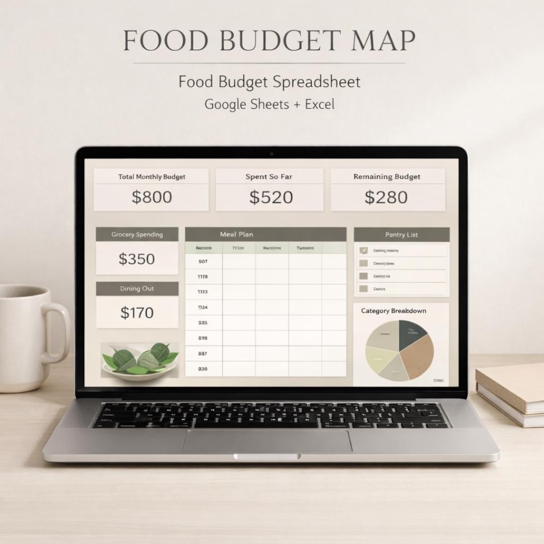 Food Budget Spreadsheet | Grocery Budget Planner | Meal Planning ...