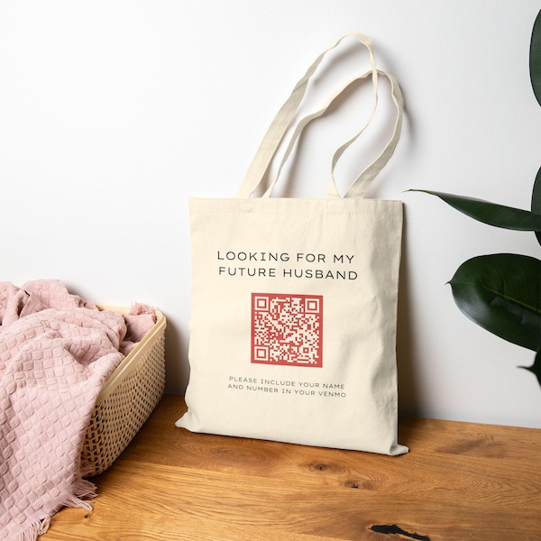 Looking For My Future Husband tote bag | QR code dating novelty Funny Humor Gift