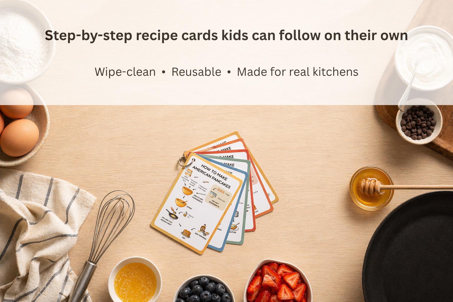 Visual Recipe Cards for Kids (with Magnetic Hook) – Step-by-step ...
