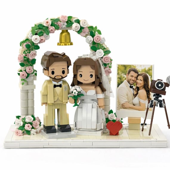 Custom Photo to Lego Bricks Mini Figure Custom Portrait Gift Happy Birthday Custom Gift Personalized Brick Figures with Pets & Frame DIY Kit