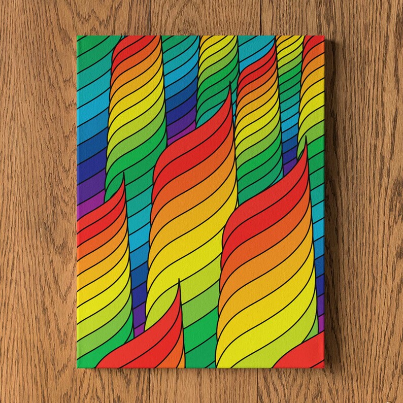 Colorful Abstract Art Print Rainbow Towers Canvas Wall Art