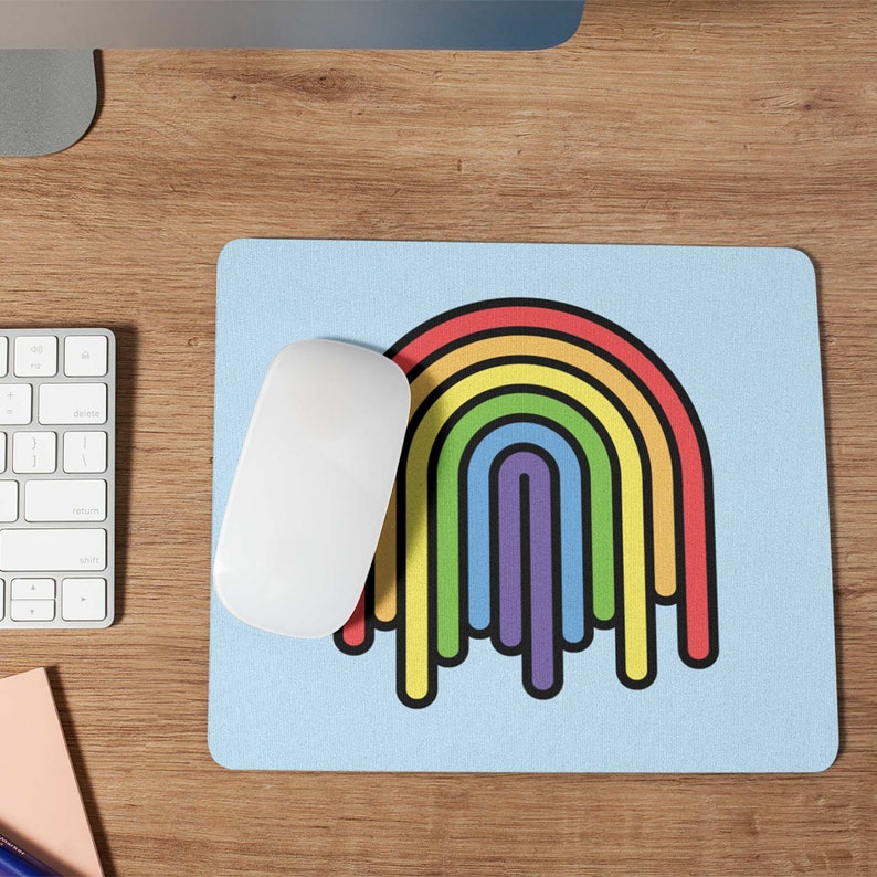 Dripping Rainbow Mouse Pad / Pride Mousepad / Colorful Etsy