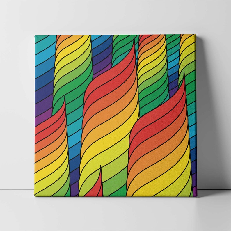 Colorful Abstract Art Print Rainbow Towers Canvas Wall Art