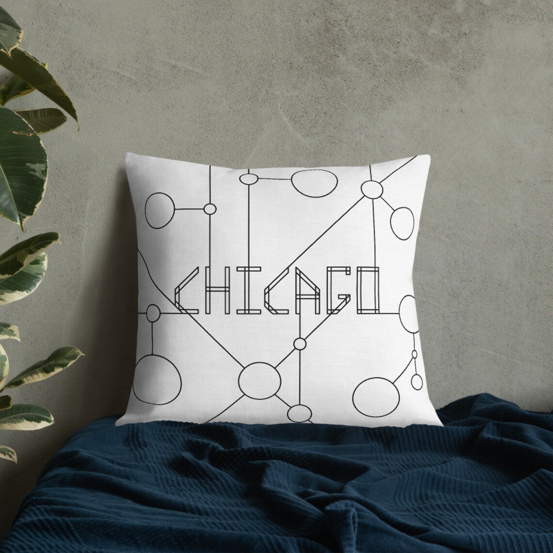 Chicago Pillow / City of Chicago Illinois / Black and White Etsy