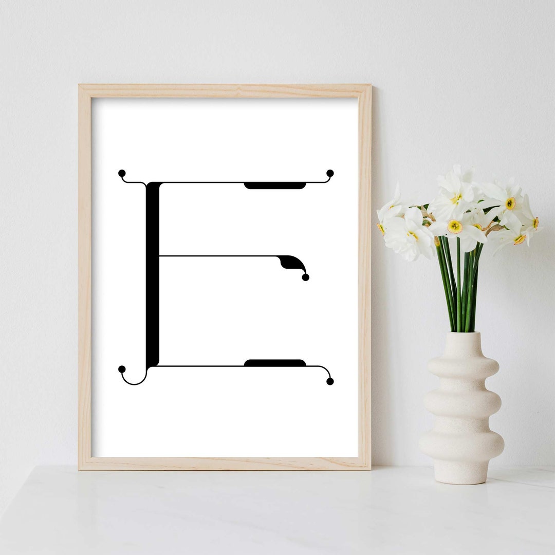 Letter E Print Black and White Digital Download Valamina - Etsy