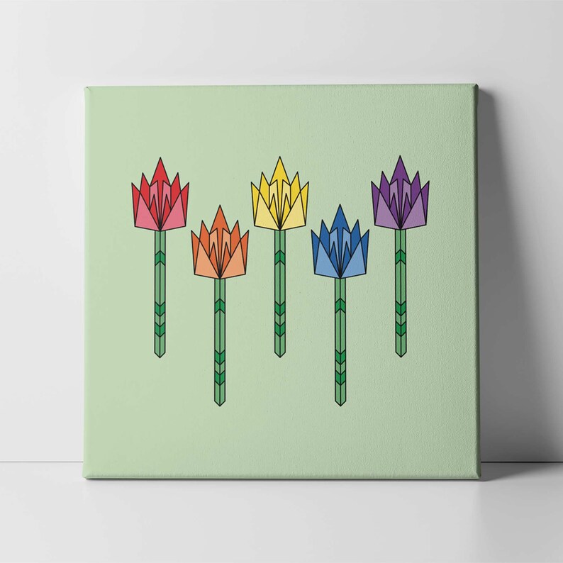 Tulpe Felder Leinwand Druck bunte Tulpe Kunstdruck Etsy