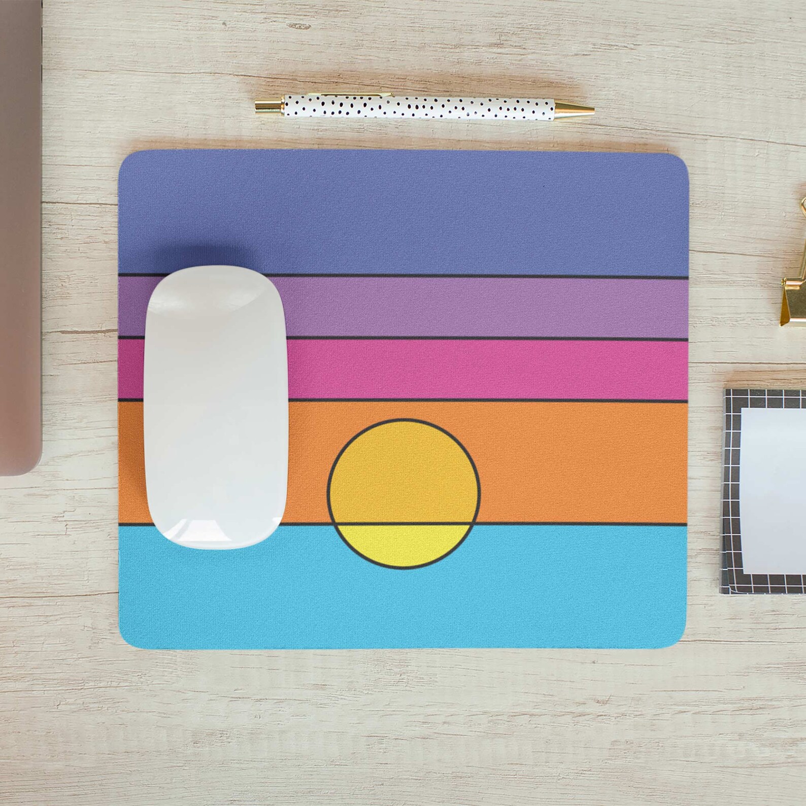 Sunset Mouse Pad Colorful Mousepad Minimalist Design Etsy