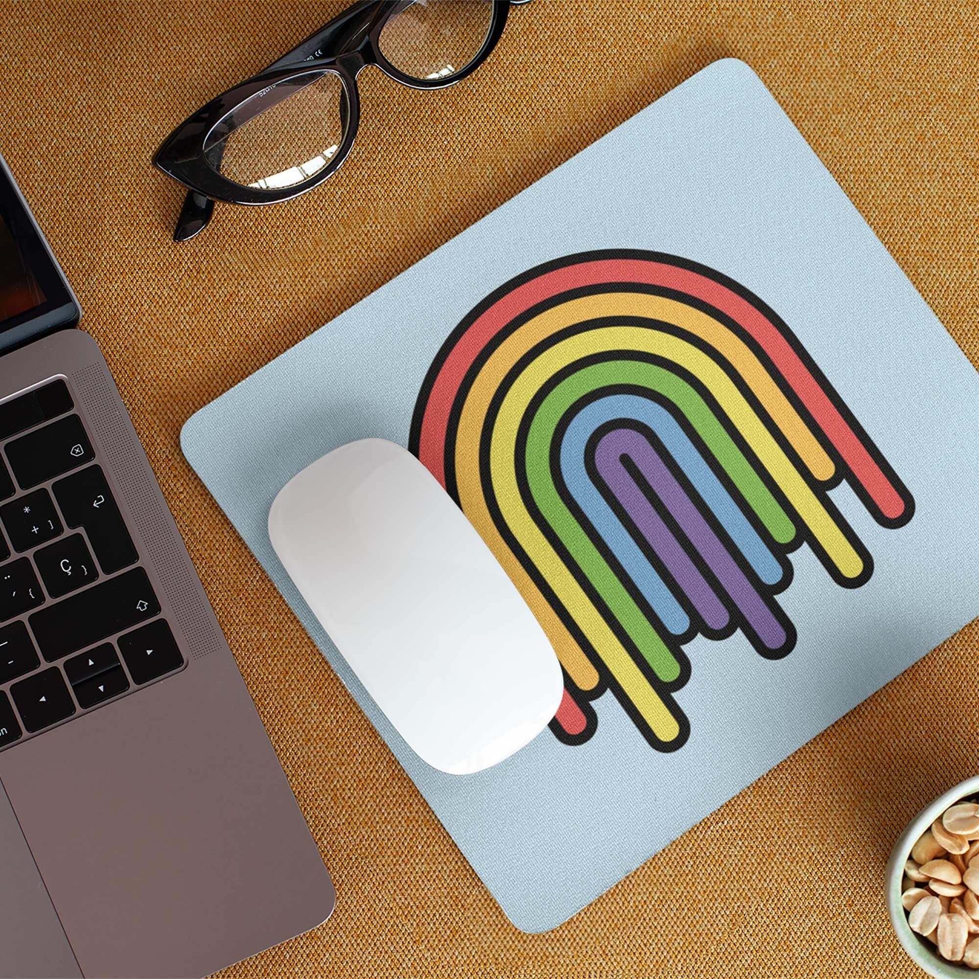 Dripping Rainbow Mouse Pad Colorful Rainbow Mousepad Pride Etsy
