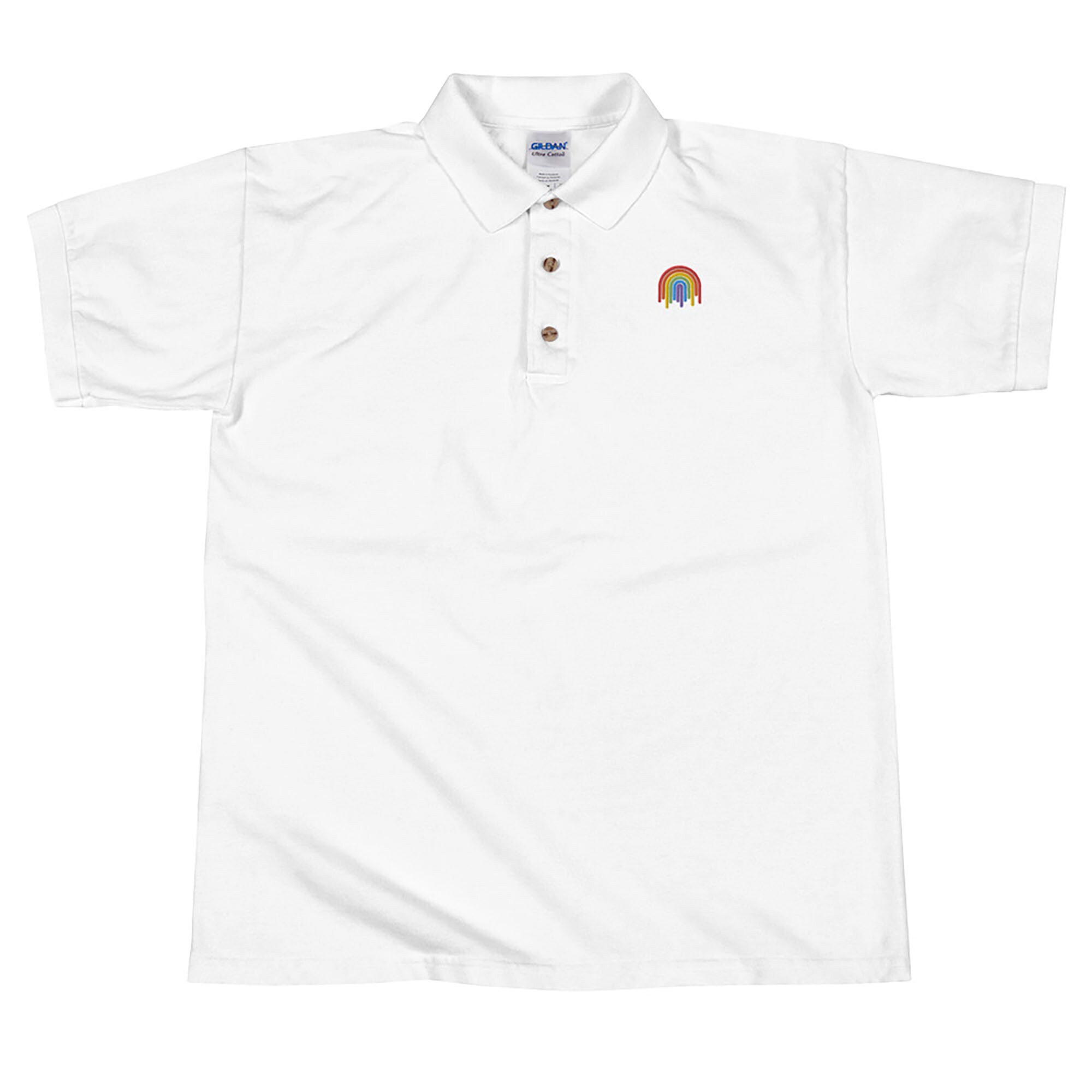 Discover Dripping Rainbow Polo Shirt, Short Sleeve Polo with Colorful Embroidered Rainbow