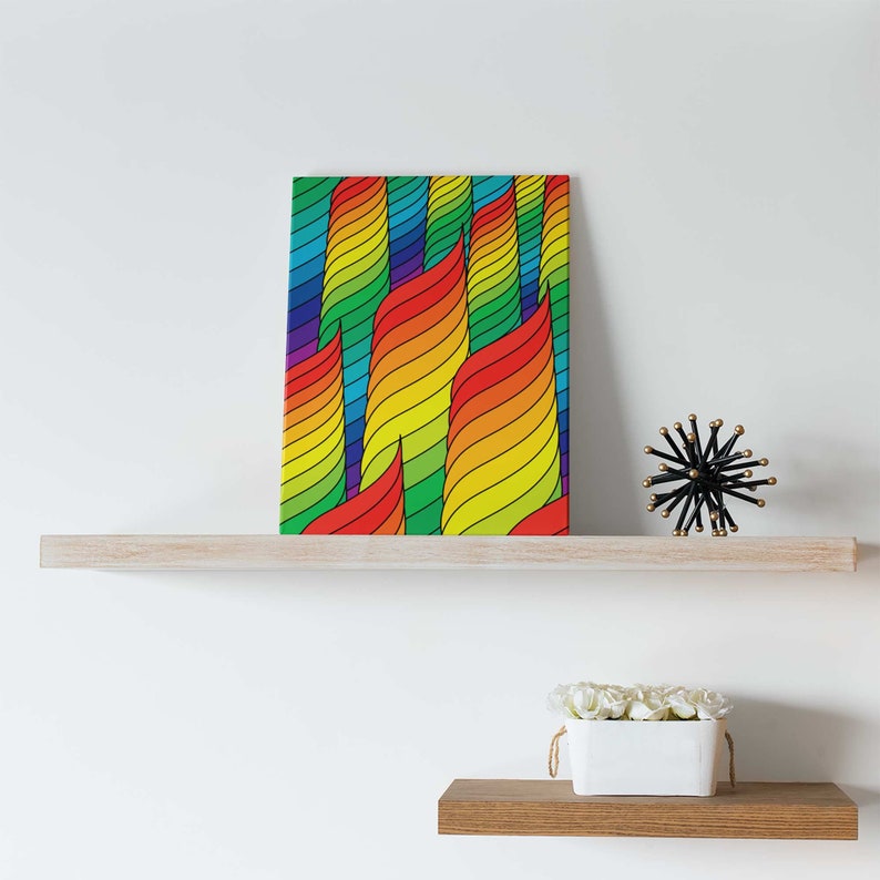 Colorful Abstract Art Print Rainbow Towers Canvas Wall Art