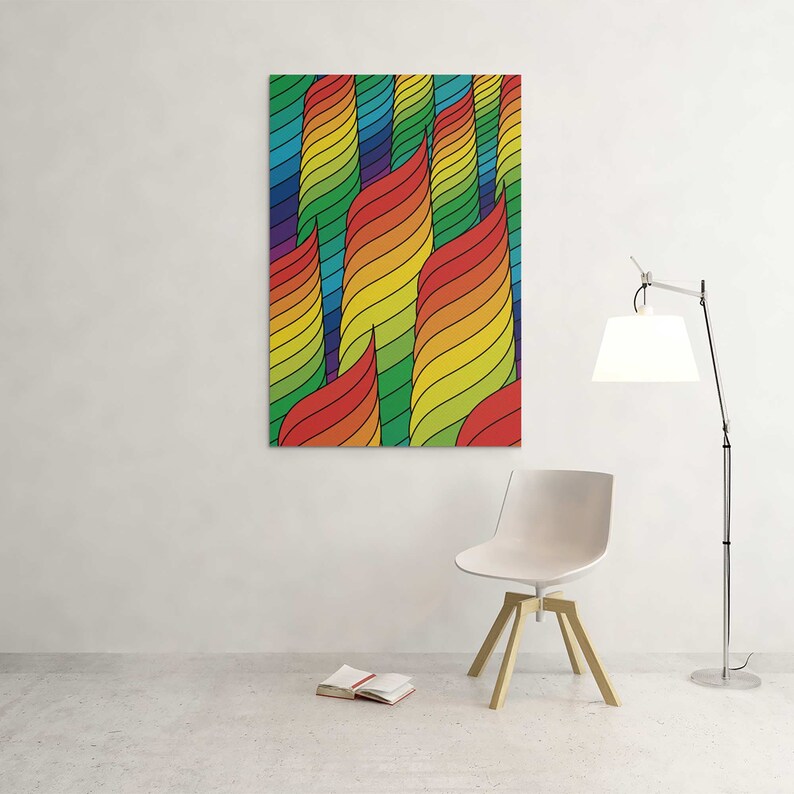Colorful Abstract Art Print Rainbow Towers Canvas Wall Art