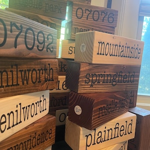 Customizable Wood Block – Town, State, ZIP Code Keepsake – USA Made Home Decor
