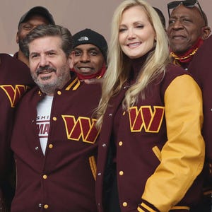 May include: A burgundy and gold varsity jacket featuring a large yellow letter W on the left chest. The jacket has a snap-button front closure, ribbed cuffs with gold stripes, and a white shirt underneath with the text WASHINGTON COMMANDERS visible.