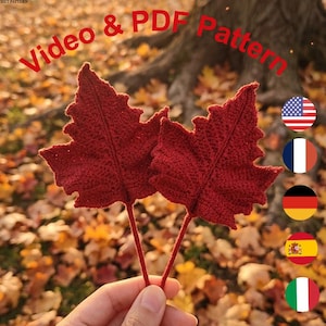 Haakpatroon esdoornblad (pdf) met videotutorial, herfst/herfstdecor DIY