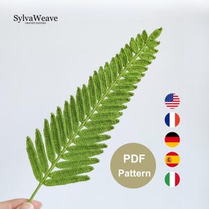 Mönster för virkad löv i PDF-format, DIY-lövdekoration för nybörjare, Enkel dekoration av växthus, Stickad grönska