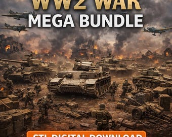 WW2 Miniatures STL Bundle | World War 2 3D Print Models | Tanks, Soldiers & Vehicles STL Files | Military Terrain ,Army Models