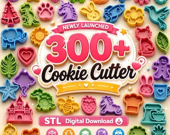 300+ Cookie Cutter STL Bundle, Kids Cookie Cutter Designs, 3D Printable Cookie Cutters, Digital STL Files, Instant Download